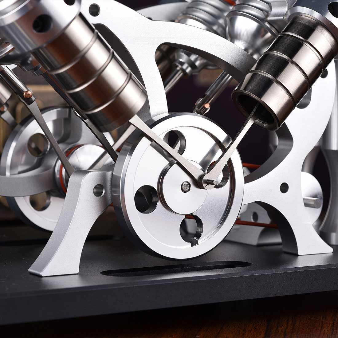 Motor Stirling Engine, metal de arranque V4 4 cilindros Stirling Motor Modelo, Motor de combustión externa Stirling Motor Kit de construcción de juguete educativo