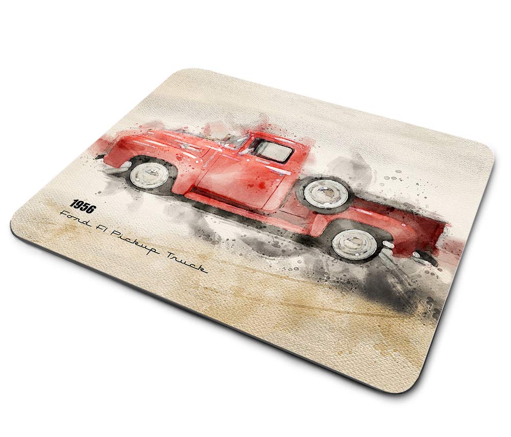 1956 Compatible with Ford F1 Stepside Pickup Truck Red Design Thin Rubber Backed Square Mouse Pads for Gaming Computer Laptops Notebooks Desks