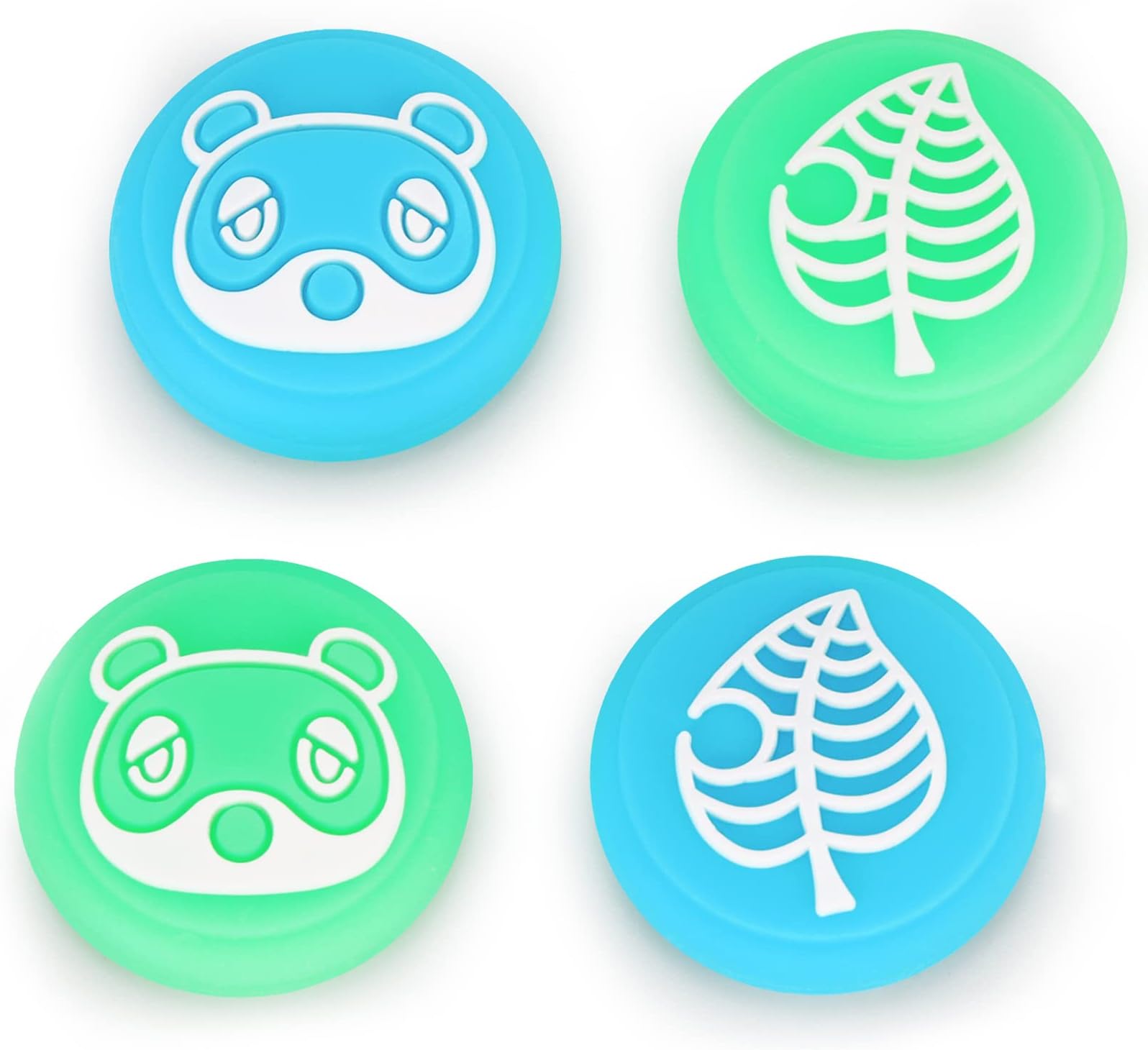 Tscope for Animal Crossing Thumb Grip Caps for Nintendo Switch/Switch Lite Controller, Joy-Cons Analog Joystick Cute Raccoon Soft Silicone Covers for NS Accessories (Leaf Raccoon)