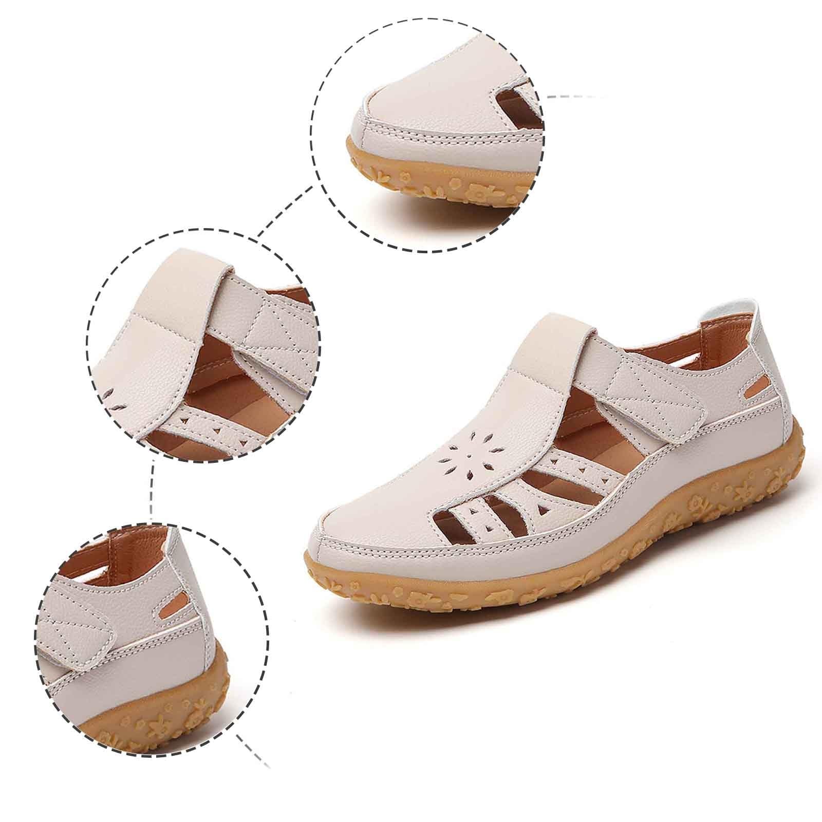 Generisch Sandales confortables pour femme pour le quotidien - Bout fermé - Design de talon respirant - Ouvertures - Fermeture idéale pour les tenues d'été décontractées