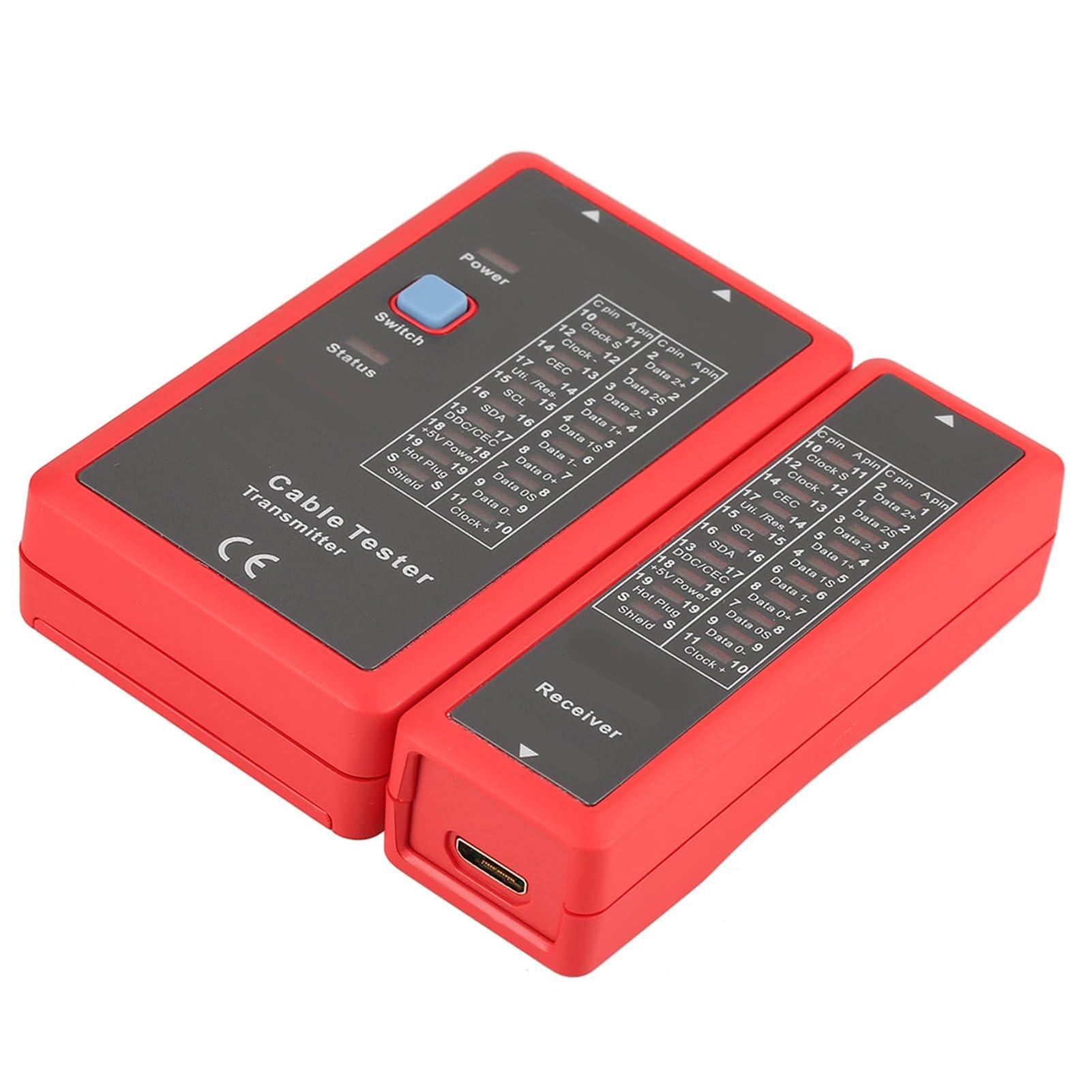 Probador de cable, probador de cable de datos UT681HDMI HDMI/MINI-HDMI indicador de estado 20 LED probador de circuito de búsqueda de cortocircuito