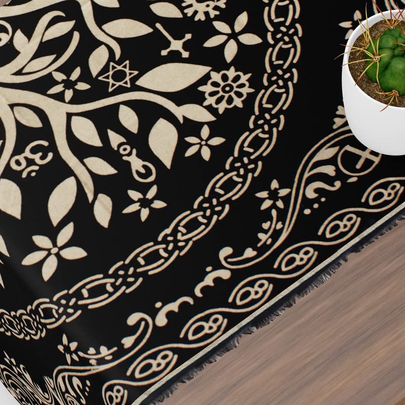 OCTAZI Altar Table Cloth Tarot Cards Bandana Tablecloth Wiccan Altar Tools Napkins Witchcraft Supplies Square Witch Pagan Spiritual Celestial Deck Witchy Spell Cotton Sacred Alter Cloth With Fringes - Image 3