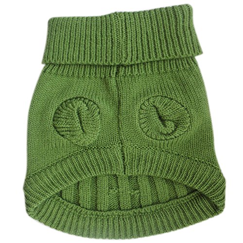 Pull col roulé vert pour chien Tangpan taille M en maille torsadée - 2