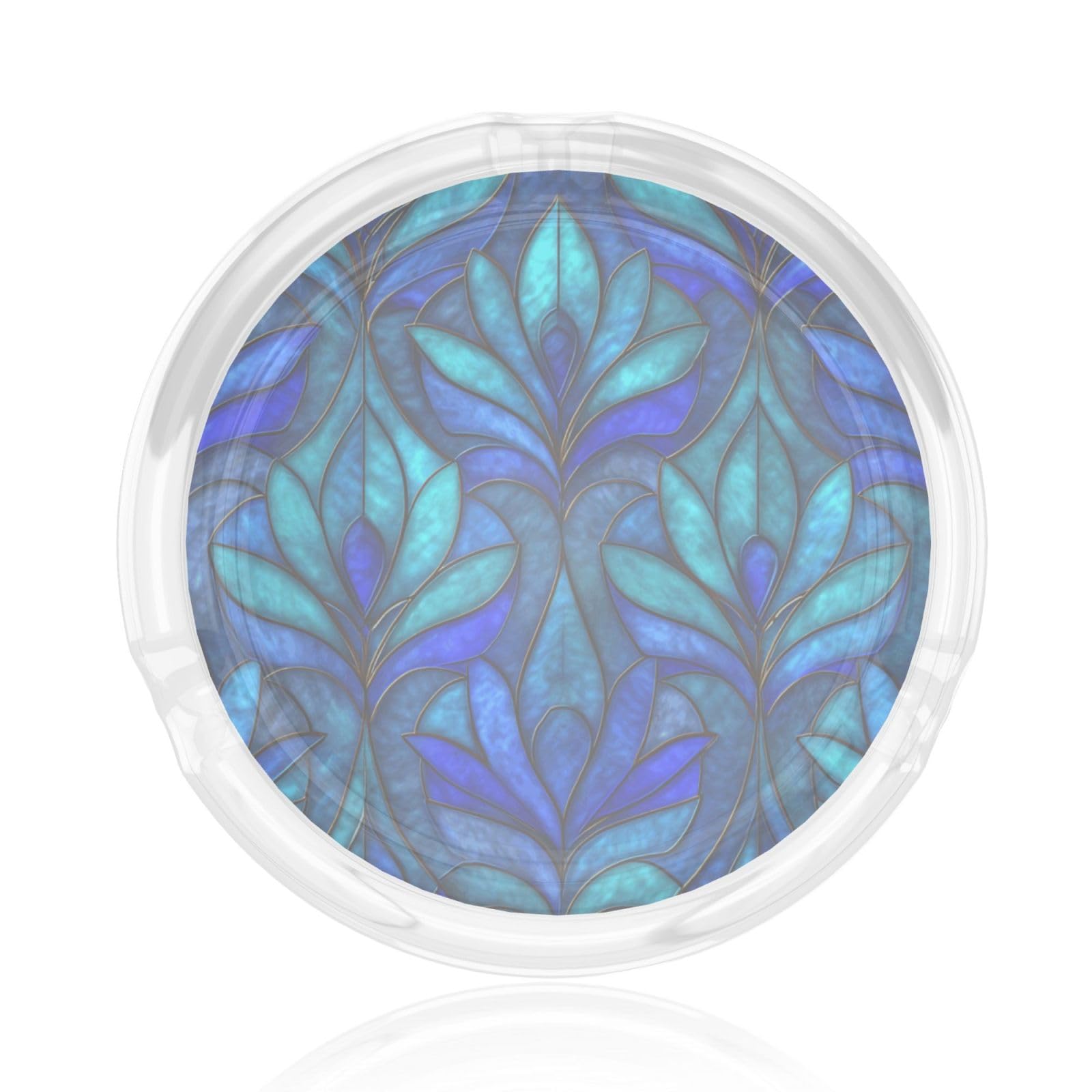 Blue Stained Glass Plants Glass Ashtray For Cigarettes Ash Trays Case For Home Office Decor