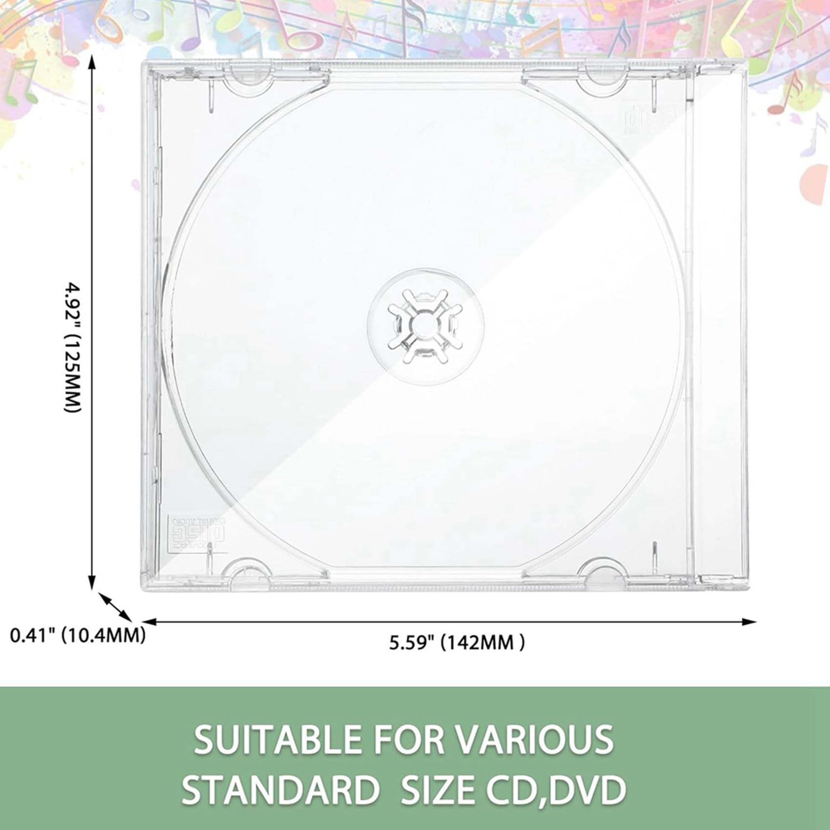 50 Pezzi da 10,4 mm CD Jewel Cases Standard Singolo Trasparente CD Dvd Cover Protettiva di Ricambio