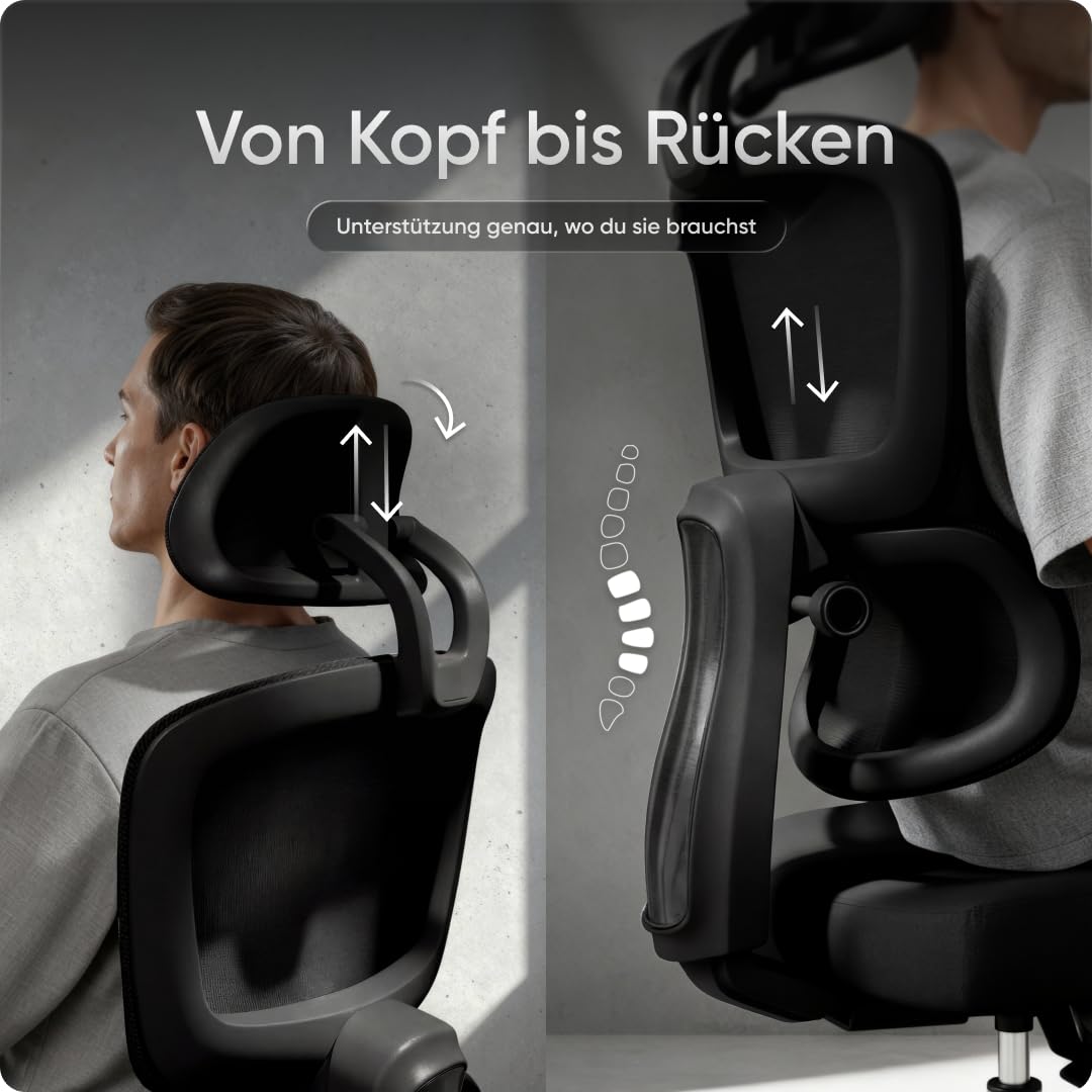 Move Bürostuhl ergonomisch bis 150kg (Testsieger) - 5 Jahre Garantie