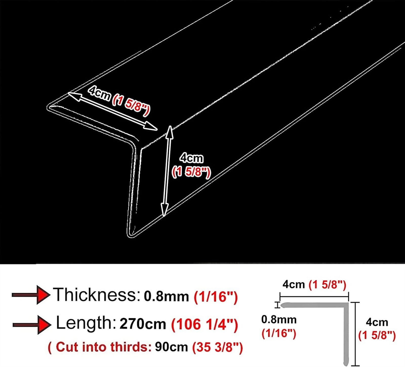 KEuLen Profilo di Transizione, Striscia di Soglia, Strisce di Transizione for Scale a Forma di L for Bordi di Scale in Lega di Alluminio(Rose Gold)