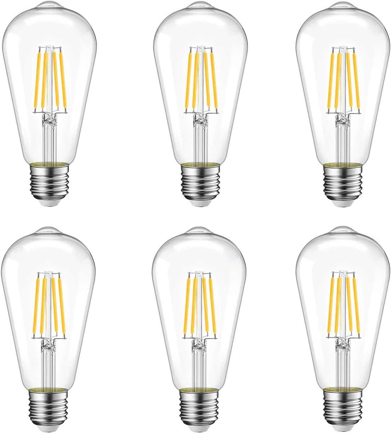 Soft White LED Vintage Filament Bulbs, Pack of 6