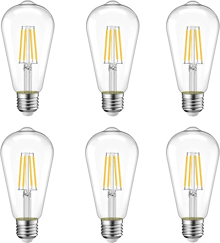 Miniatura 1 de Bombilla LED Edison vintage regulable, bombilla Edison vintage de 40 W, bombilla E26 de 400 lúmenes, blanco cálido, 2700 K, paquete de 6