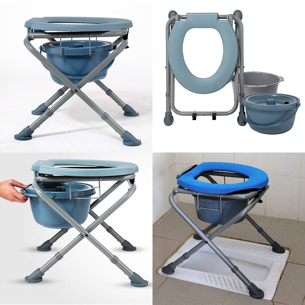 Asiento del Baño, Baño Ducha Impermeable Silla Plegable Ergonomía Portátil WC Móvil Heces De Baño