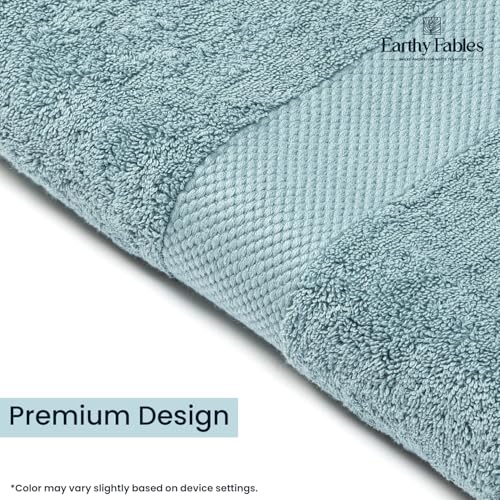 Image of Earthy Fables Premium Bath Towel Large, 600 GSM, 150 x 70 cm, Ultra Soft, Quick Dry and Highly Absorbent, 100% Combed Cotton for Home, Travel, Hotels, Suitable for Acne-Prone Skin, Aqua (Pack of 1)