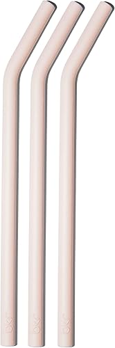 bkr Little Tutu - Juego de 3 pajitas en ángulo de silicona suave, para botella de agua de vidrio pequeño de 16.9fl oz16 onzas, color rosa melocotón