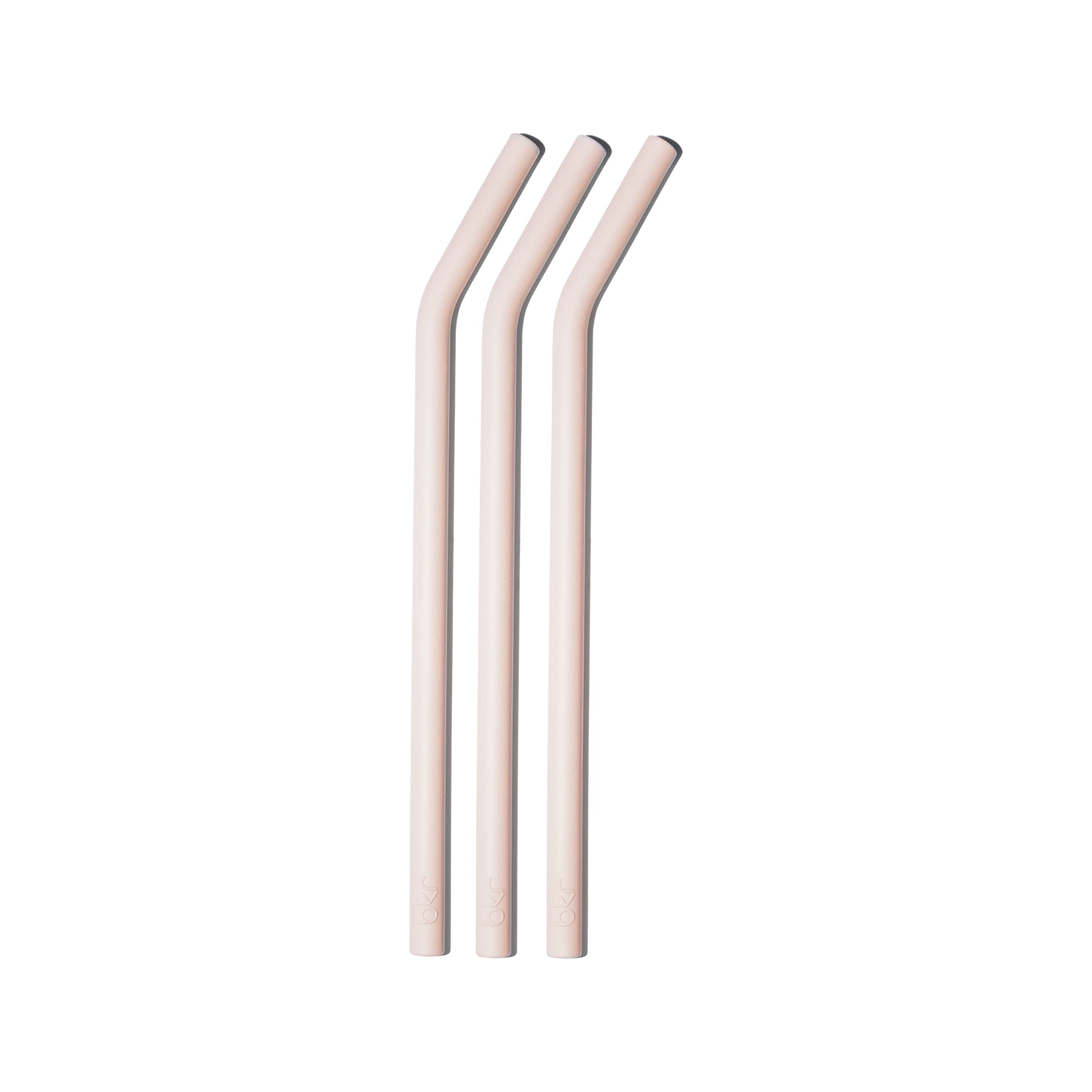 bkr Little Tutu Straw Set - Set of 3 - Soft Silicone Angled Straws - for 500mL/16oz Little Glass Water Bottle - Ballet Pale Peachy Pink - BPA Free, Dishwasher Safe