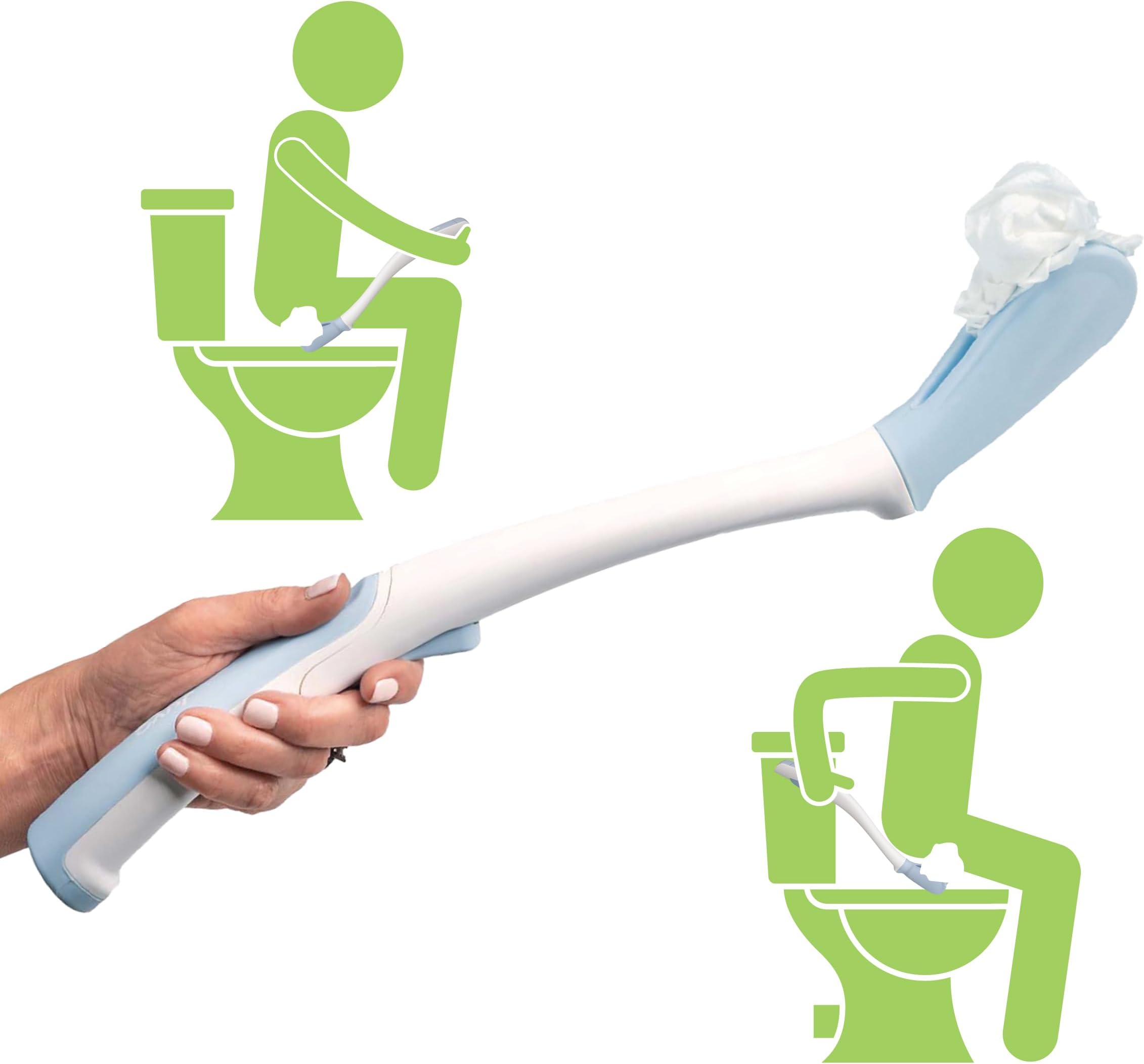 Juvo Toilet Aid - 18” Long Reach Personal Wiping Aid with Hygienic Cover - Easy Use Comfort Self Wiper for Toileting (SATA01)