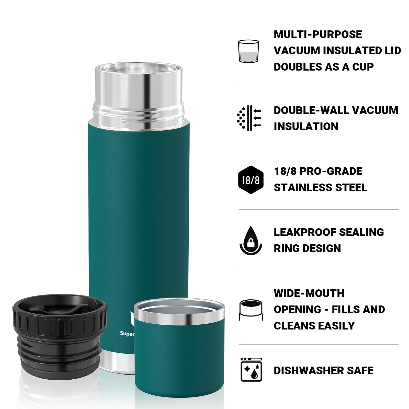Super Sparrow Borraccia Termica -500ml/750ml/1000ml - Bottiglia Termica in Acciaio Inox - Borracce Senza BPA - Mantiene Calde 12 Ore o Fredde per 24 Ore - A Prova di Perdite Tappo Funge Anche da Tazza