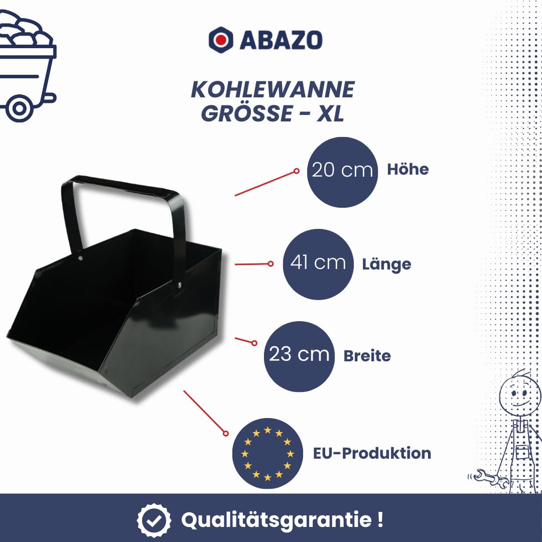 Kohlewanne Kohlenschütte Abtransport Abkühlen Lagern Aschekasten Kohlenkasten Briketts Holz Koks Aschebehälter Kamingrill Zubehör Ascheschale (20cm x 41cm x 23cm)