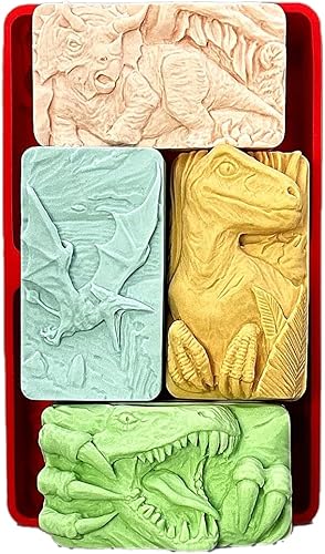 Miniatura 2 de Juego de 4 moldes de silicona para jabón de dinosaurio, vela, resina, yeso, arcilla Dino T-REX
