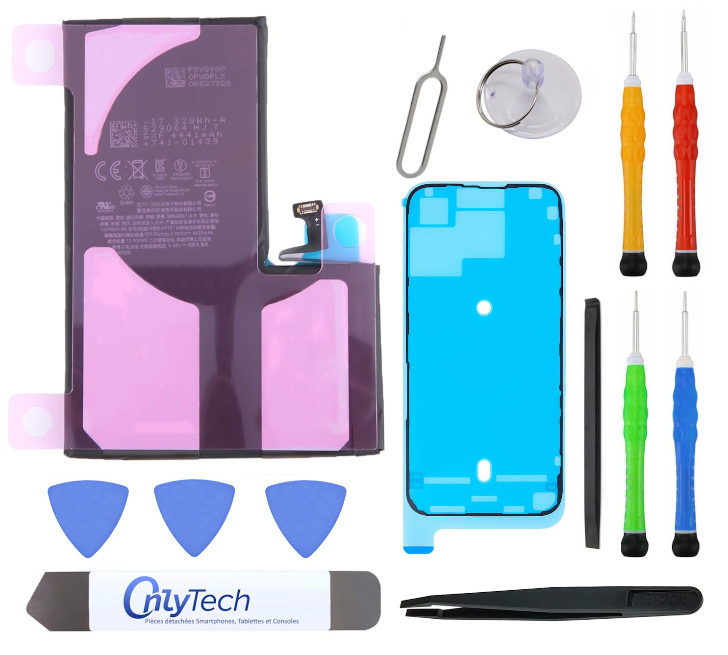 Batterie Pour IPhone 15 Pro Max, 4441 MAh (A2849/A3106/A3105) + Outils, Neuve
