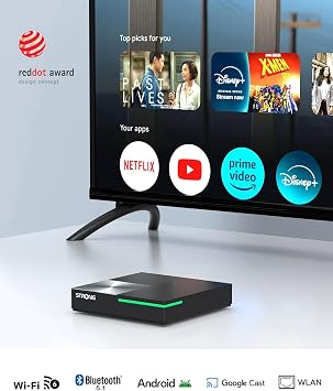 Strong Leap-S3 Pro 4K UHD Google TV Streaming Box with Ethernet Port Android 12 4GB RAM + 32GB Memory Wi-Fi 6 Integrated Chromecast Google Voice Control Dolby Audio & Dolby Vision