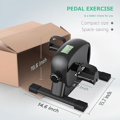 Miniatura 7 de Cyclace Ejercitador de pedales de bicicleta debajo del escritorio para ejercicio de brazospiernas, mini bicicleta de ejercicio portátil, ejercitador