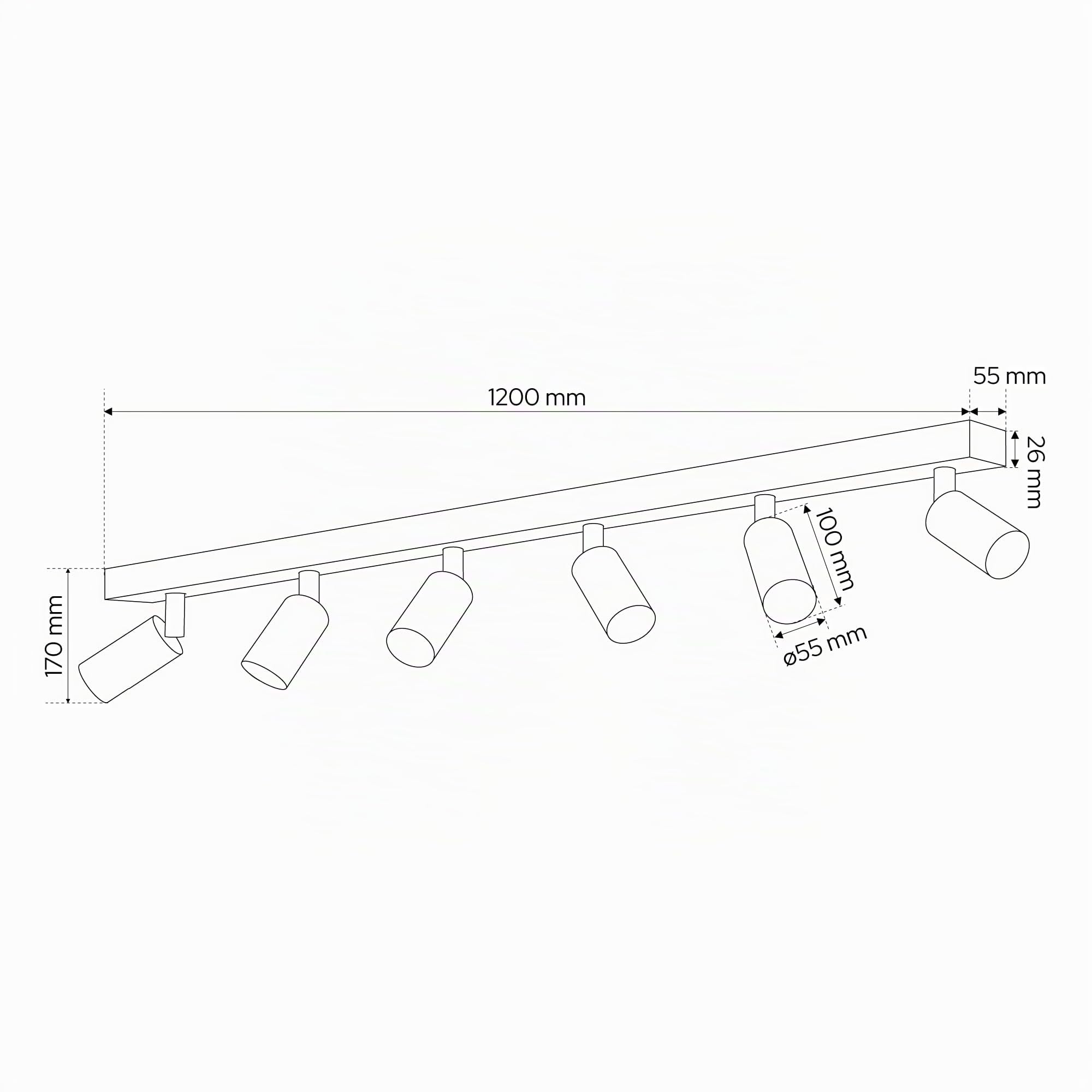 EDO Focos de Techo GU10 con 6 Focos MALGA Negro Orientable, Lampara de Techo Interior Ajustables y Giratorios Moderno, Plafón para Salon, Dormitorio, Cocina, Sin Bombilla