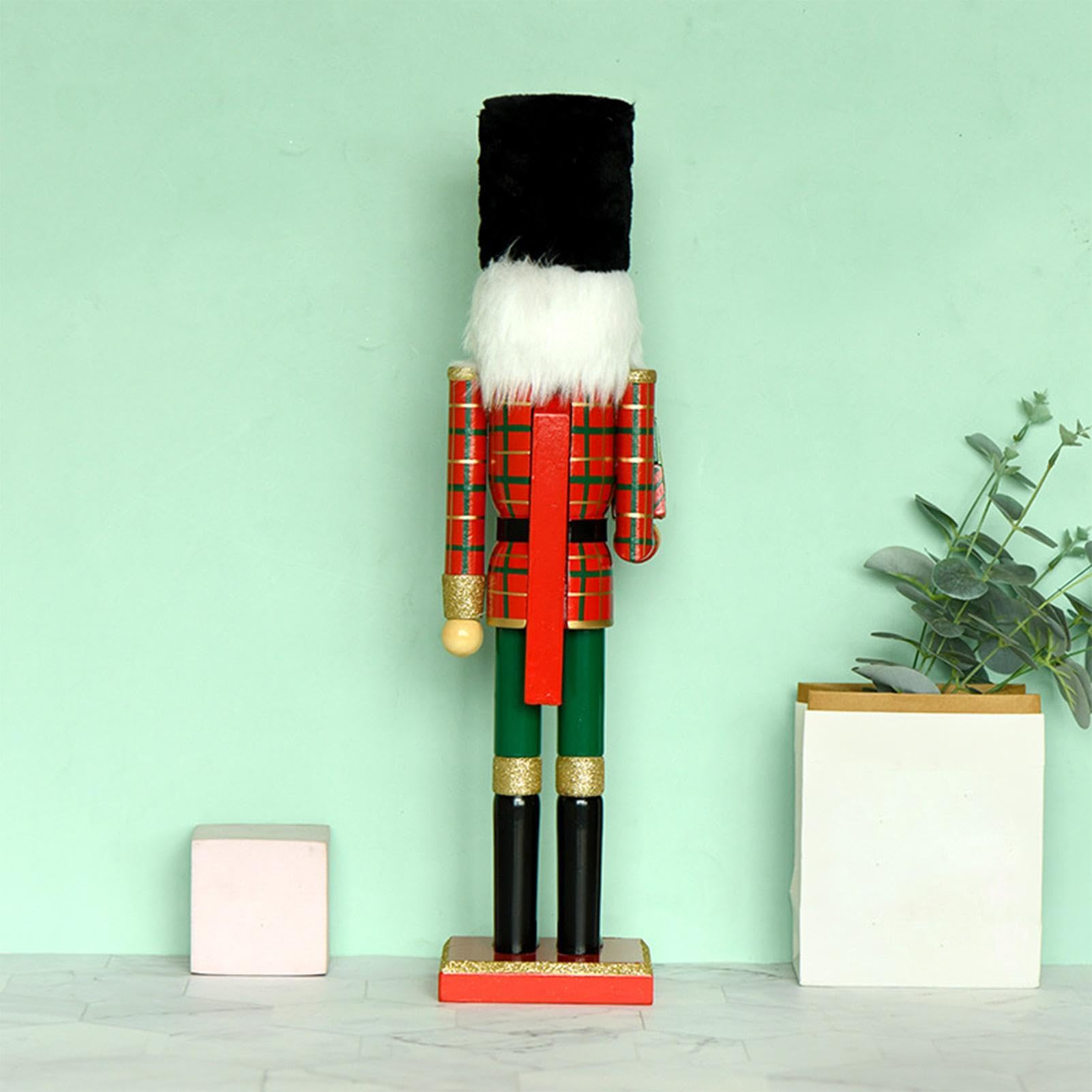 Nussknacker-Figur, Soldat aus Holz, Festliche Dekoration, handbemalt | Stabiler Standfuß, ideal für Weihnachtsdekoration, Regale, 12 x 11 x 50 cm