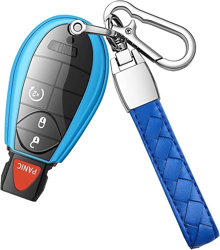 Funda protectora suave para llavero de Dodge, funda protectora suave con llavero de cuero, apta para llave de control remoto Grand Caravan Charger