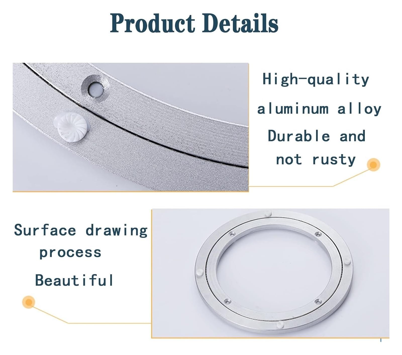 plateau tournant pour table à manger, Roulement rotatif en métal aluminium robuste(23 inches (580mm))
