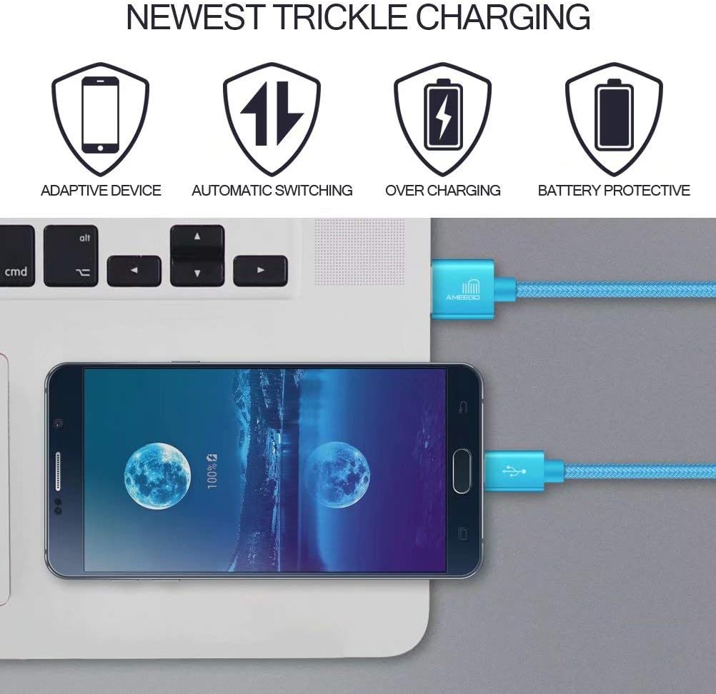 ameego 3.1amp fast charging Strong Nylon Braided Tangle-Free Micro USB Data Charge Cable for Samsung HTC, Nokia, Sony, Kindle - Image 5