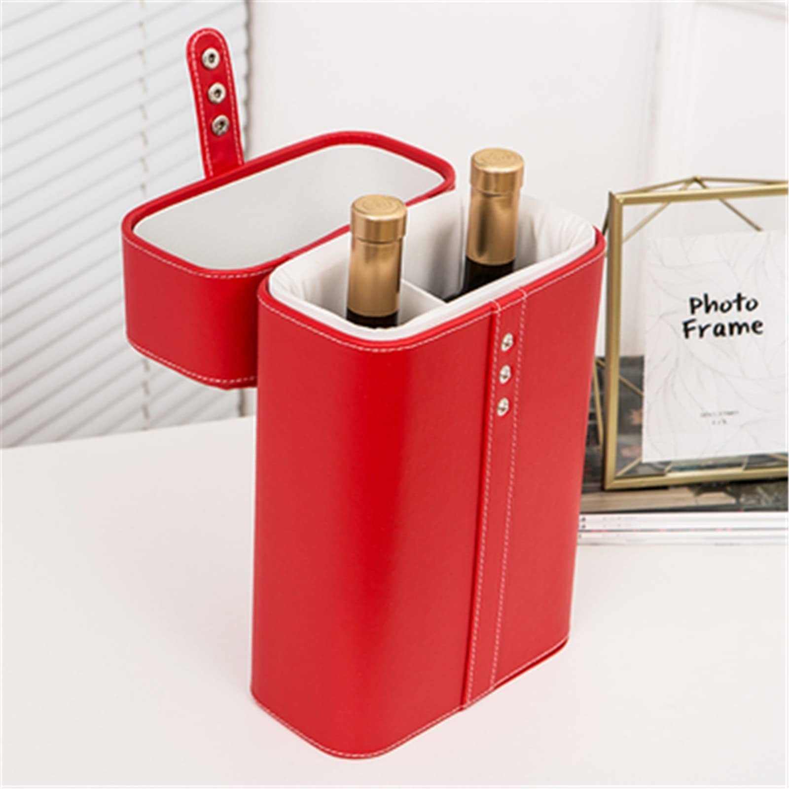 Boîte-Cadeau de vin en Cuir Boîte pour Home Bar Decor(Red)
