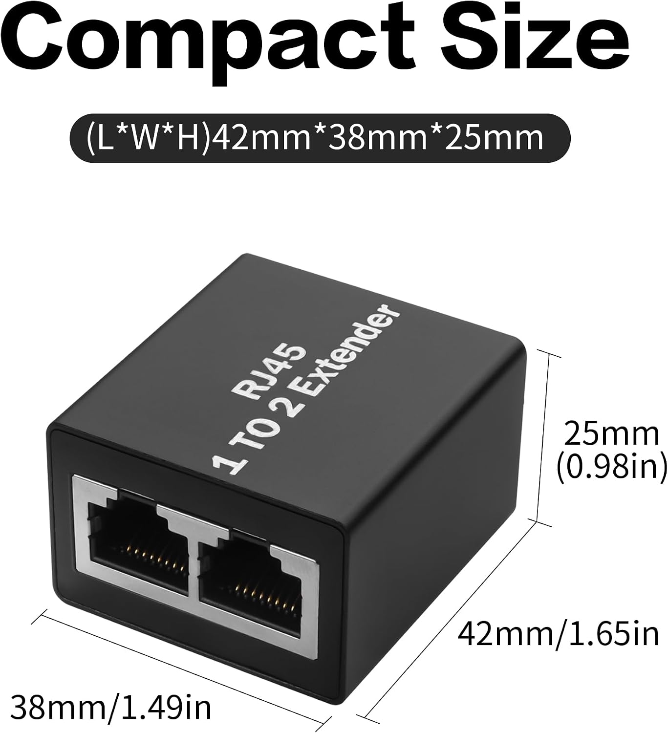 YACSEJAO 2 Pcs 1 to 2 Ethernet Splitter Adapter RJ45 Network Extender Splitter Female to Double Female LAN Socket Connector for Cat5e/Cat6/Cat8 (Please Use in Pairs)