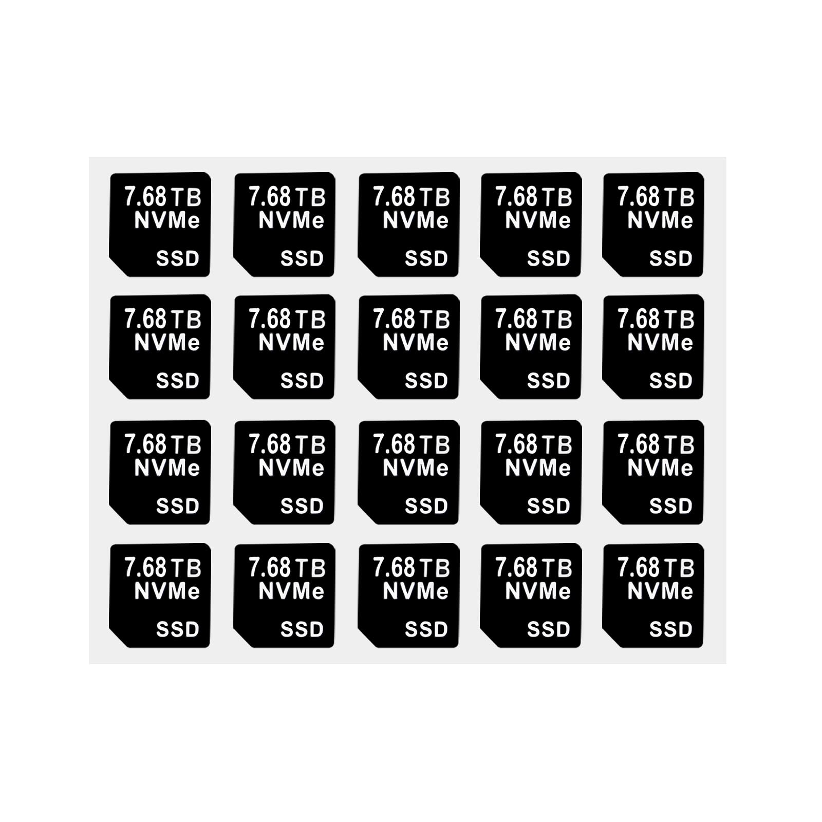 20PCS Capacity Sticker Label for Hard Drive Tray Caddy DXD9H 0DXD9H X7K8W 0X7K8W, Compatible with Dell PowerEdge 16th-14th Gen r740 r640 r440 r340 r750 r650 r550 r760 r660 r6625, 7.68TB, NVME, SSD