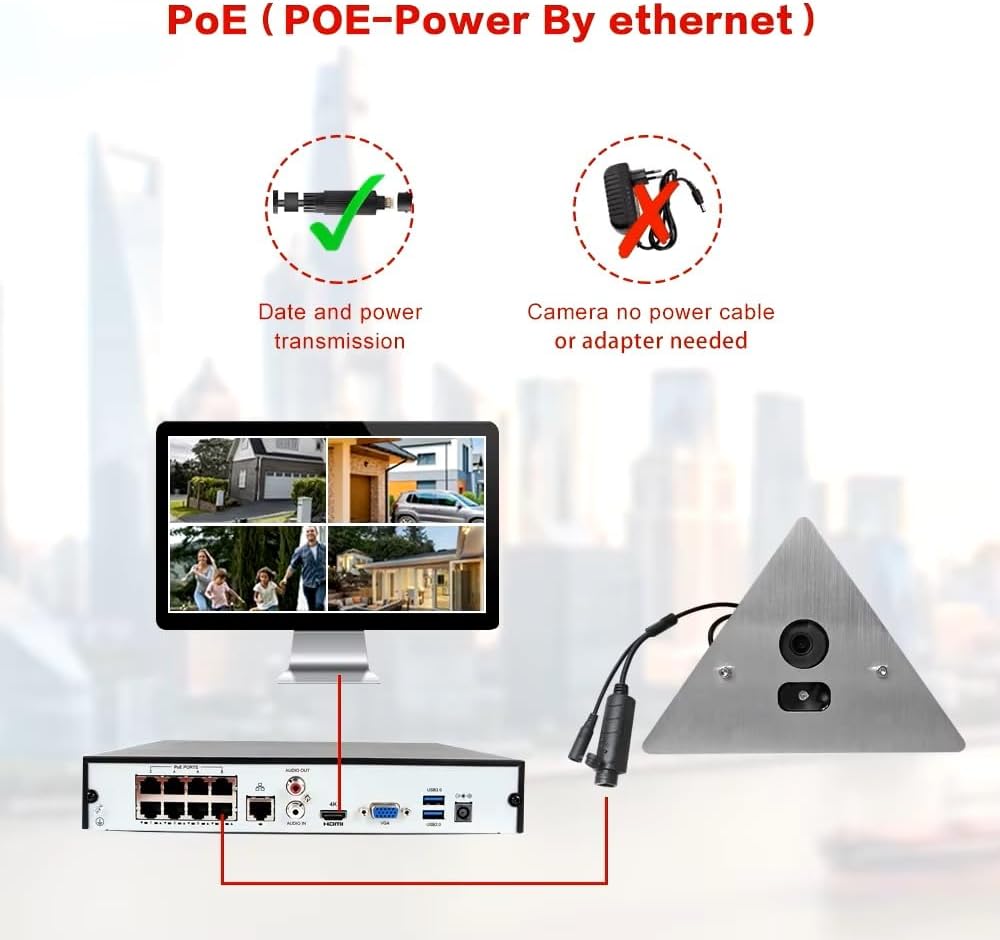 DIYSecuritycameraworld H.265 3840x2160P 8.0MP (4K) IP Network NightVision Corner Mountable Camera 12VDC Support Audio P2P, Mobile Phone View. Prefect for Elevator, Inside Room. with PoE Function