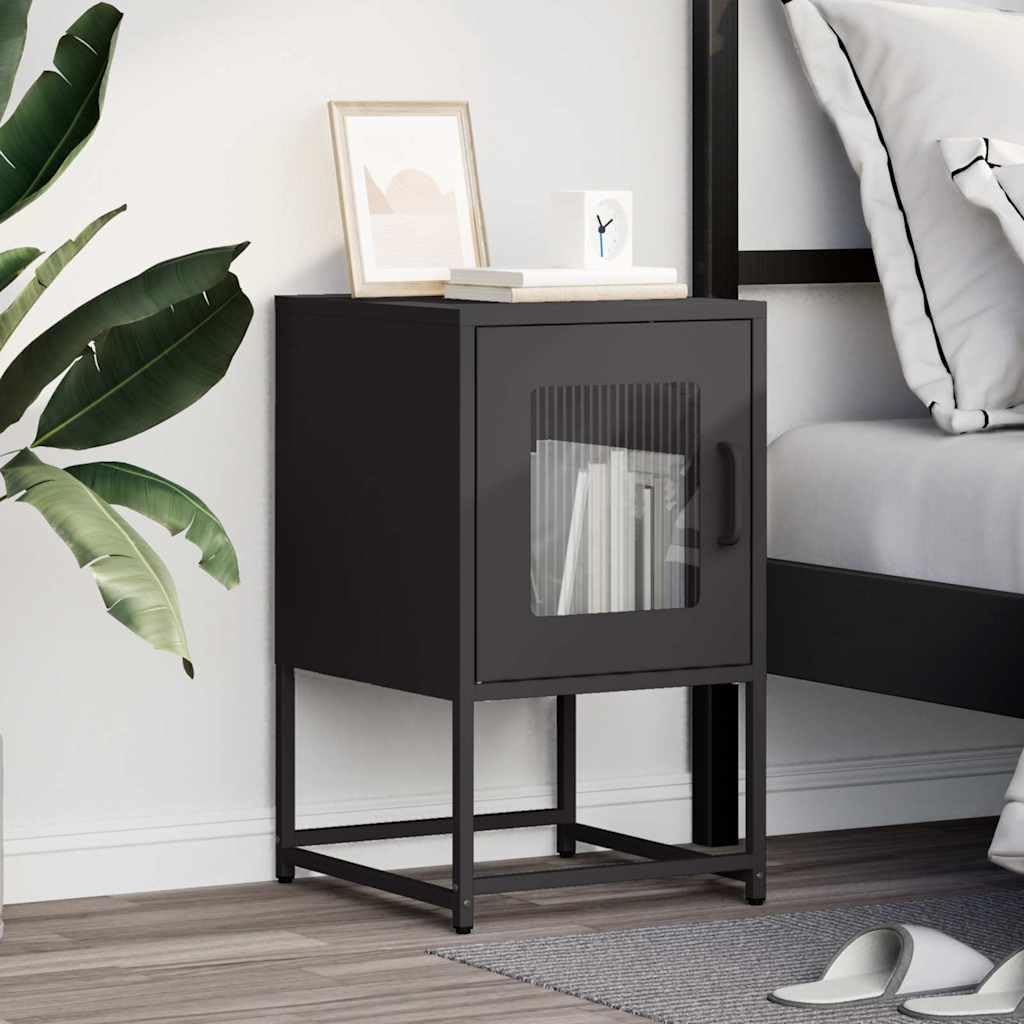 vidaXL Table de Chevet Noir 36x39x60,5 cm Acier laminé à Froid