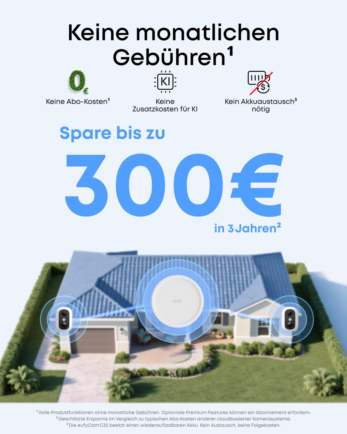 eufyCam C35 2-Kamera-Set, Überwachungskamera Außen, Solarpanel-kompatibel | Farbnachtsicht, ohne Abo, IP67, Lokaler Speicher, Gesichtserkennung, Magnetische Halterung, Weiß