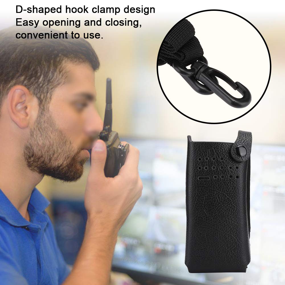 Tosuny Étui de Talkie-walkie, étui de Radio en étui en Cuir PU Porte-Radio avec Clip arrière/Courroie en Nylon pour GP328D Talkie-walkie