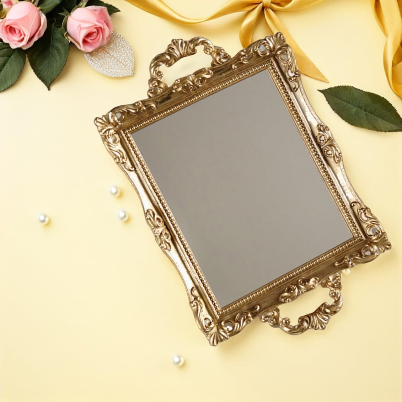 LIFKOME Mirror Tray Ornament Room Decorative Tray Perfect for Wedding Party Home