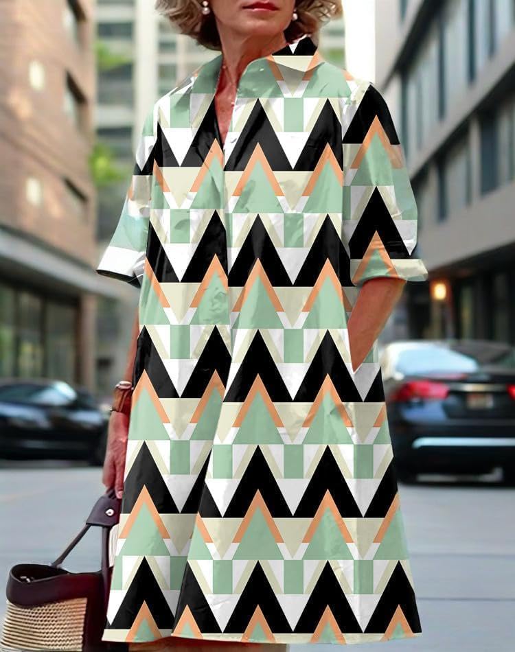 Womens 2025 Long Sleeve Button Down Shirt Summer Dress Casual V Neck Loose Fit Midi Shirt Dresses with Pockets - Image 3