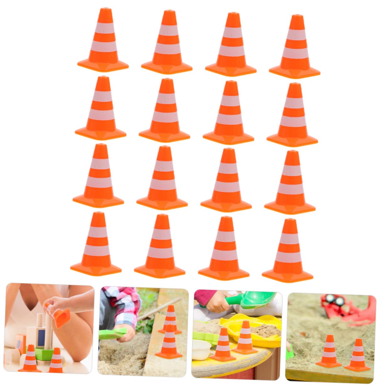 HONMEET 16Pcs Mini Traffic Cones Material Road Sign for Interactive School Teaching for Early Childhood Transportation Education