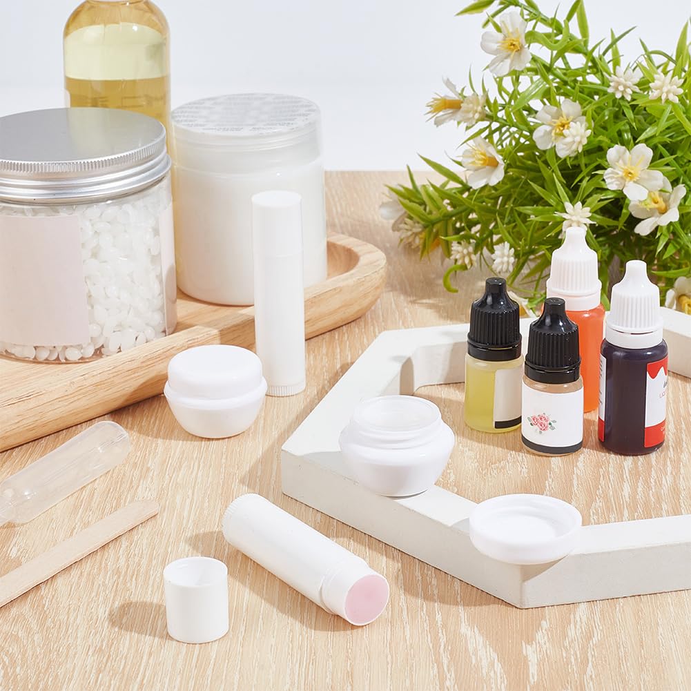 WEBEEDY DIY Lippenbalsam Kit, 53 Pcs Natürliche Feuchtigkeit Erwachsene DIY Lipgloss machen Kit mit Bienenwachs, Shea Butter, ätherisches Öl, leere Lippenbalsam Röhren Gläser