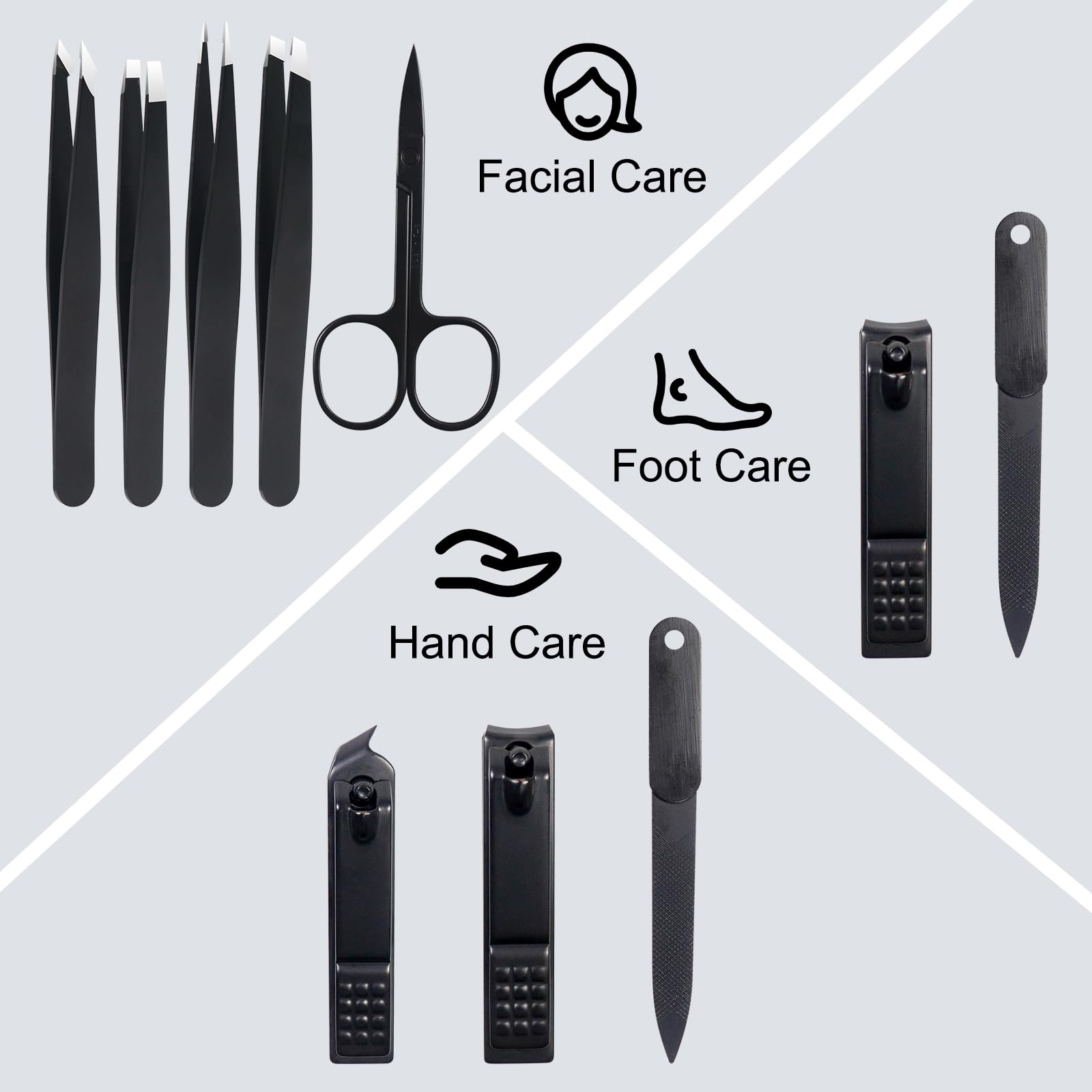 Zestaw pęsety i obcinacza do paznokci, 8 szt., profesjonalna pęseta, zestaw obcinaczy do paznokci, narzędzia do manicure ze stali nierdzewnej, z etui, dla mężczyzn i kobiet