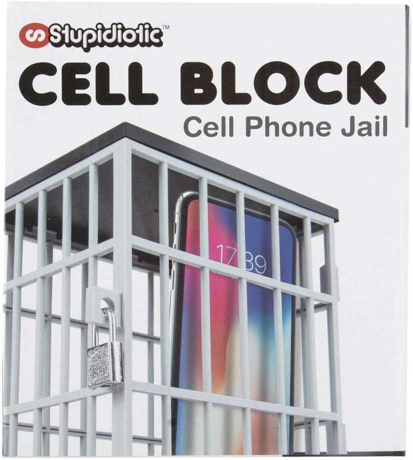 Cell Block Cell Phone Jail with Lock and Key, Holds Up to 6 Devices or Smart Phones
