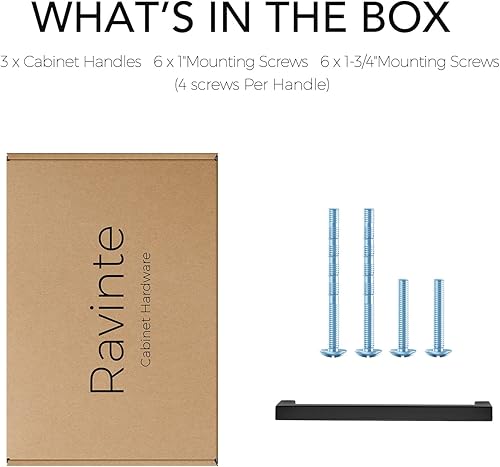 Vista 211 de Ravinte Paquete de 20 manijas cuadradas de gabinete de cocina de 18 pulgadas, color negro mate, tiradores de cajón negros, manijas de gabinete