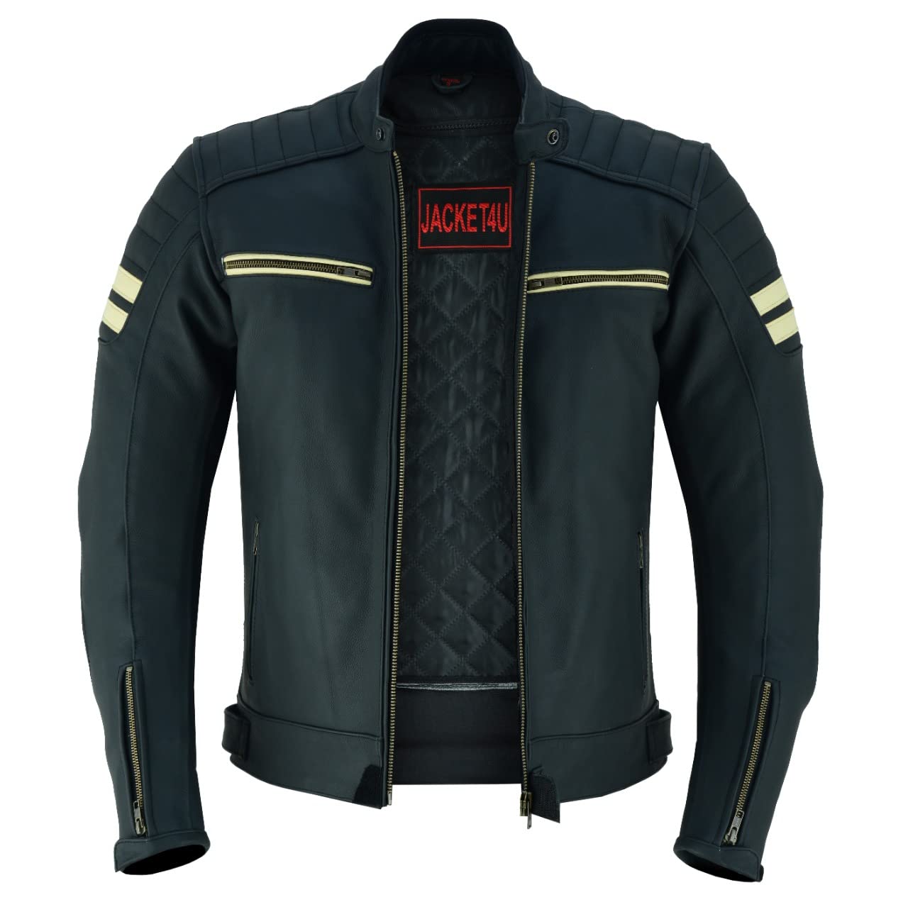 Chaqueta de cuero para motocicleta para hombre, blindada, motero, MBJ-02A