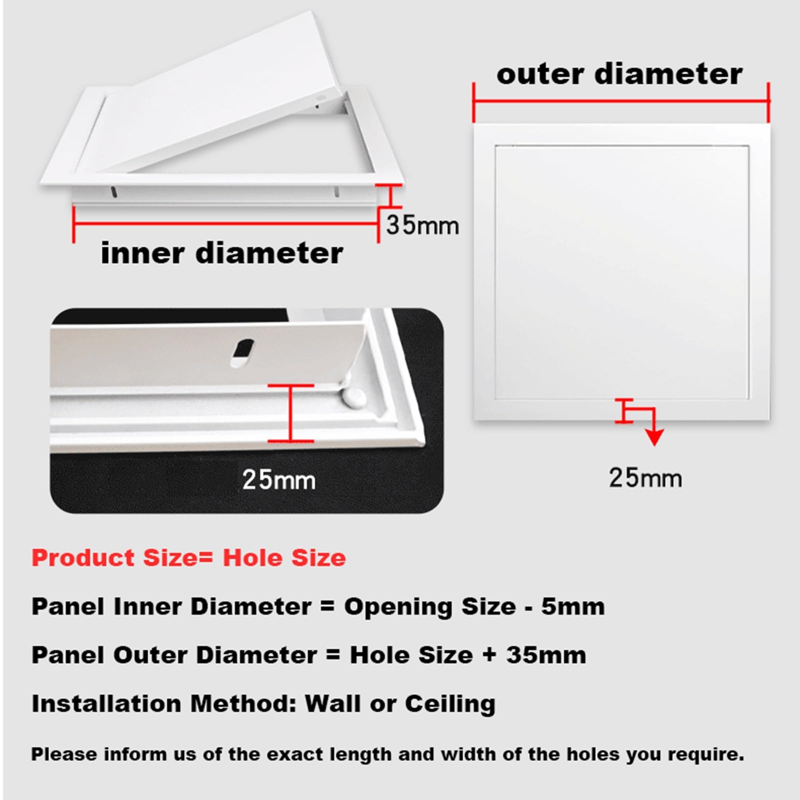 Sanitär-Zugangsplatte für Trockenbau, 86,4 x 86,4 cm, Wand- und Deckenabdeckung, Breaker Box, ideal für Heimwerker, Elektro- und Sanitärbedarf, einfach zu installieren