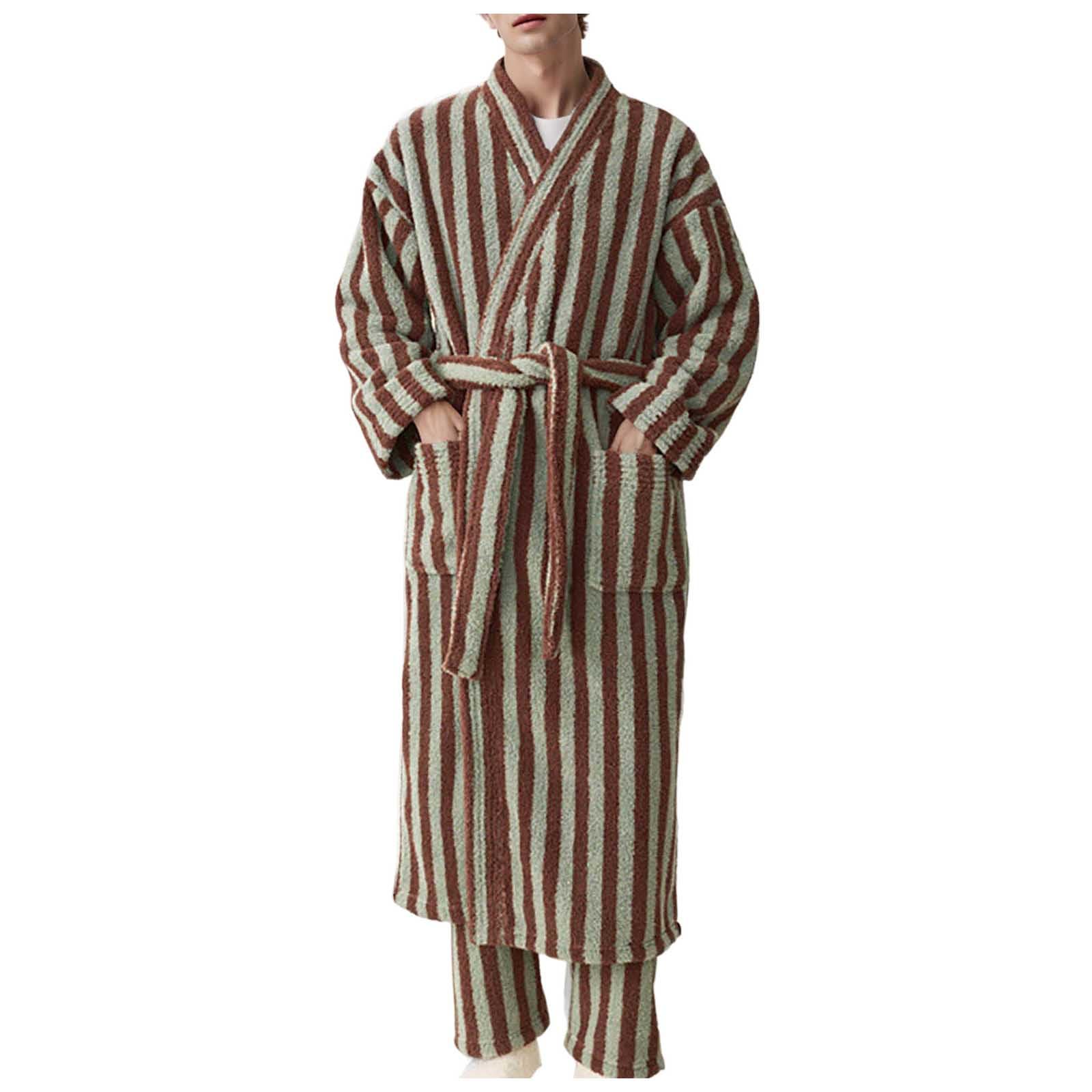 Generisch Accappatoio leggero da uomo, morbido, in spugna, da sauna, kimono, vestaglia da uomo, in pile, accappatoio invernale in spugna, con cintura