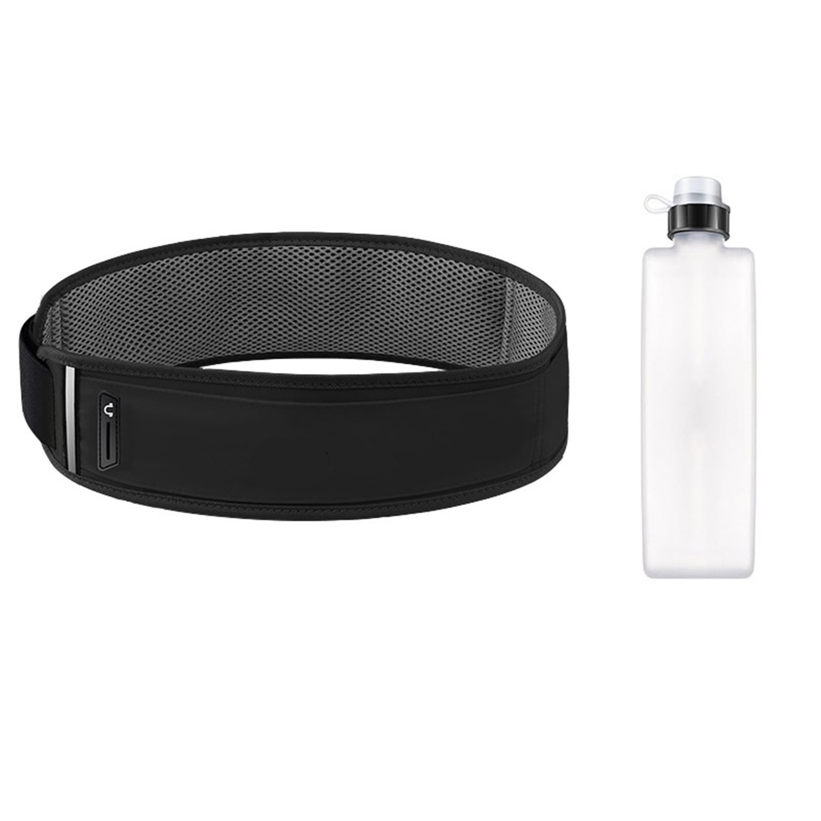 RiñOnera Running Riñonera for correr con botella de agua, bolsa for teléfono deportivo, riñonera Invisible for hombre y mujer, riñonera de verano for gimnasio, Fitness y maratón(Black bag and bottle,L