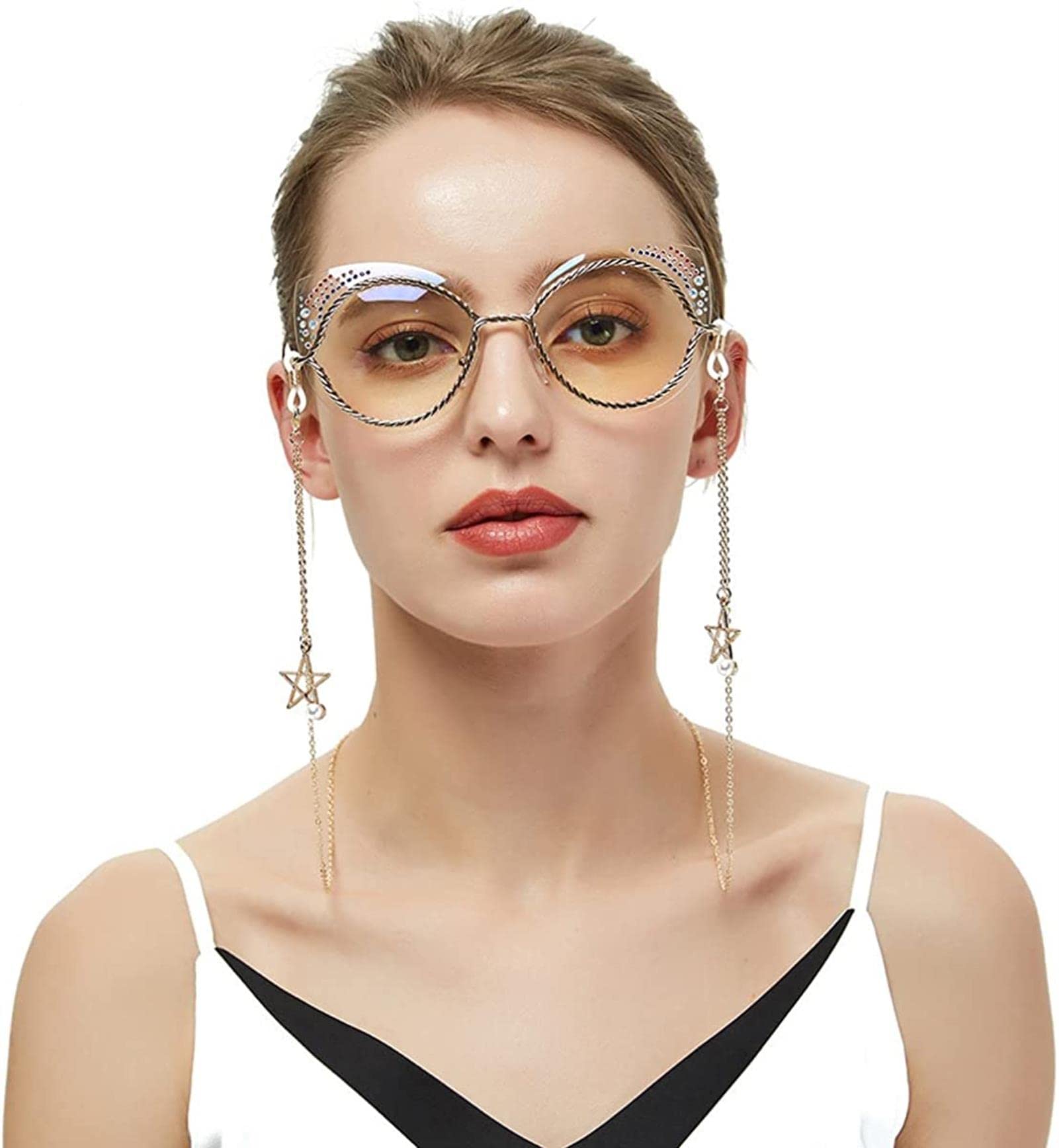 Chaîne de Lunettes de Soleil Style S, chaînette Porte-Lunettes Haut de Gamme pour Femmes
