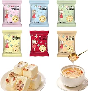 银耳羹 冻干银耳羹 免煮 甘く香ばしく繊細でなめらかな味わい 簡単で便利 冲泡即食 免煮 速食代餐 银耳粥 白キクラゲのスープ 中華食品 甜品饮品 銀耳湯 白木耳 食用キノコ シロキクラゲ 白干しの菌キノコの白カリフラワーキ乾 白きくらげ 銀耳 圧縮タイプ 红枣桂圆羹 红枣银耳羹 玫瑰白桃银耳羹 燕窝银耳羹 莲子百合银耳羹 雪梨银耳羹 (6種類のフレーバー*5袋)