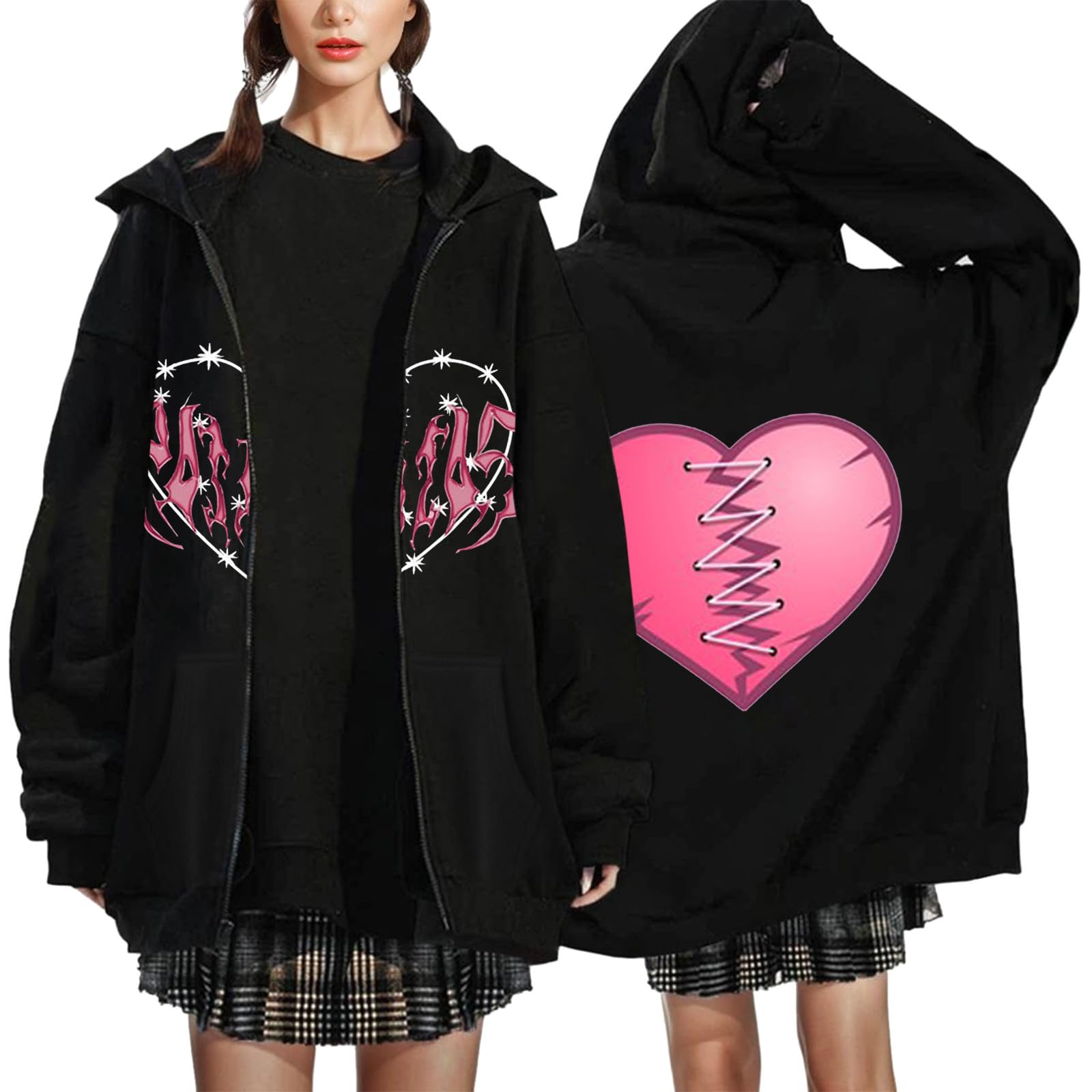 Womens Zip Up Hoodies Long Sleeve Fall Oversized Sweatshirts Workout Hooded Pullover Tops Sweaters Casual Fashion